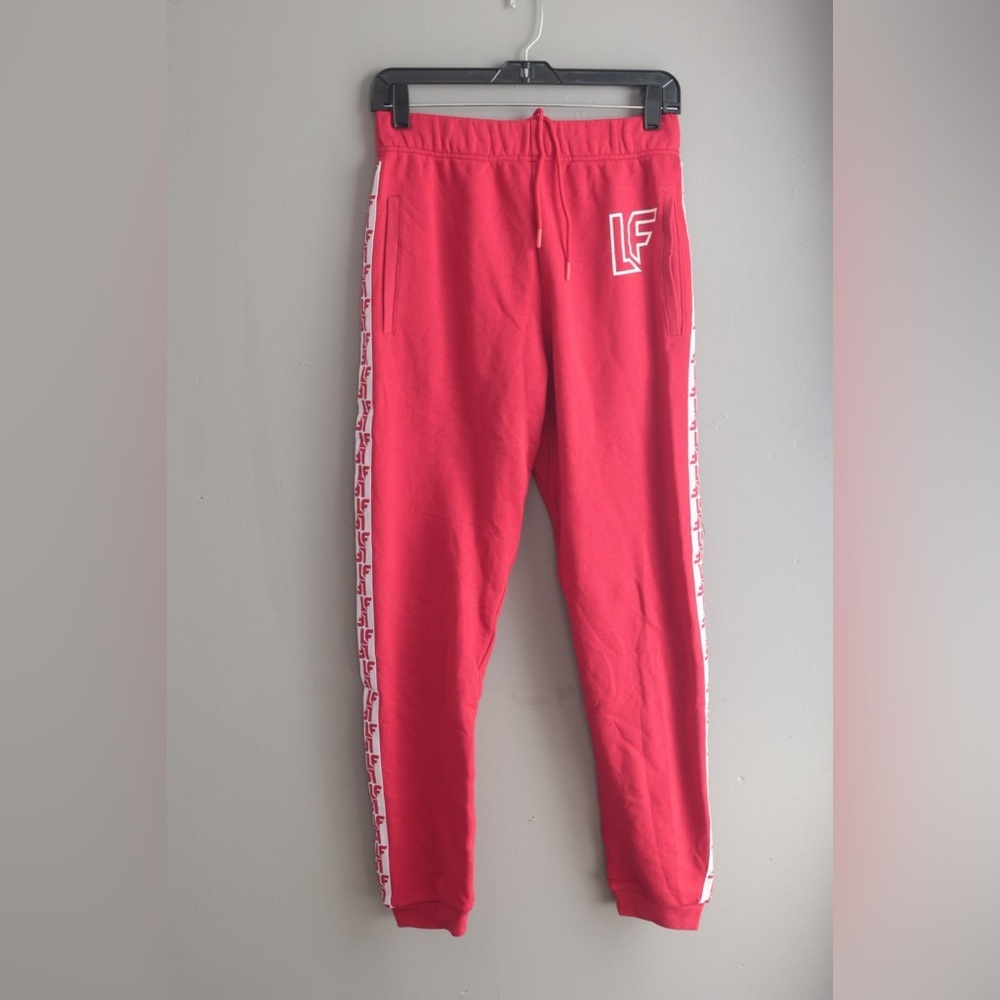 LF The Brand Sweatpants  Jogger‎ Logo Side Stripe Color Red  XS NWT Atheleisure